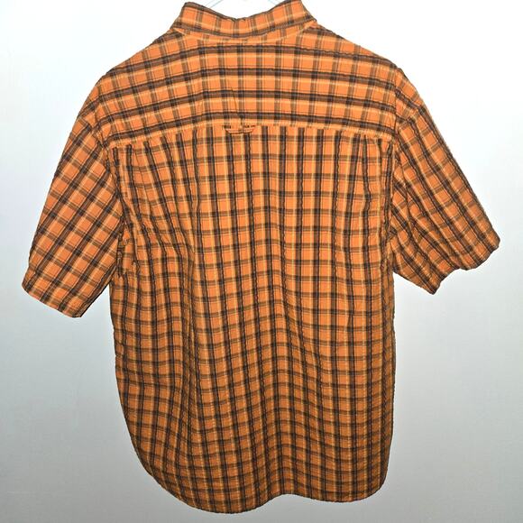 Columbia Size Large Men's Orange Stripe Vented  Button Down  Shirt - Picture 5 of 7